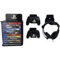 suporte organizador Ps4 ps5 Playstation porta jogos controle e fone gamer exclusividade - avui.ideias