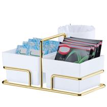 Suporte Organizador Saches Chá Café Future Açucares Colheres Aço Dourado Suporte Organizador Saches Chá Café Future Açucares Colheres Aço Dourado