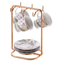 Suporte Organizador Xícaras Pires De Café 13 Cm Rose Gold