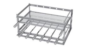 Suporte P/ Alvenaria Churrasco 6 Espetos Inox Tela Moeda 72cm