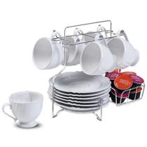 Suporte P/ Cantinho Do Café Organizador P/ 6 Xícaras Pires Cápsulas P/ Cozinha Bancada Mesa Utensílio Decoração Prático