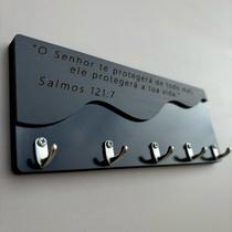 Suporte p Chaves Salmo 121:7 - Todo em Preto elegante e minimalista fixação com dupla-faces