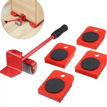 Suporte P/ Levantar Móveis Até 150Kg Base Rodinhas Vermelho 5Pcs Movedor Móveis Pesados
