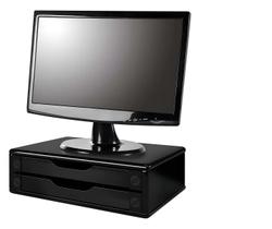 Suporte P/ Monitor 2 Gavetas Mdf Black Piano 3346 Souza