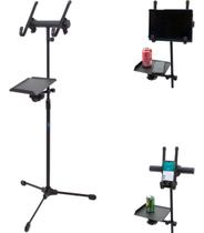 Suporte P/ Tablet Ou Notebook Com Bandeja Auxiliar em Aço Suporte P/ Tablet Ou Notebook Com Bandeja Auxiliar em Aço