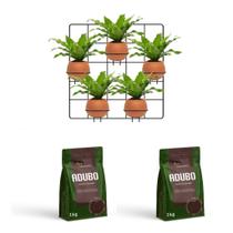 Suporte Painel Para Vasos e Plantas + 2 kg de Adubo de Galinha Parede Aramado com Treliça Pendurar P