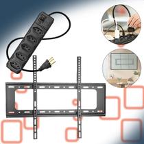 Suporte Painel Tv Parede Fixo 40 a 80 Pol Até 75Kg Slim Universal + Régua de Energia 5 Entradas Suporte Painel Tv Parede Fixo 40 a 80 Pol Até 75Kg Slim Universal + Régua de Energia 5 Entradas