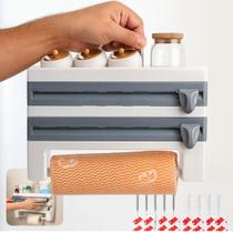 Suporte Papel Filme Alumínio Cozinha 3 Em 1 De Parede