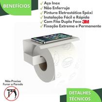 Suporte Papel Higiênico Adesivo Colar Na Parede Branco Elg