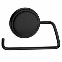 Suporte Papel Higiênico Adesivo de Parede Aço Redondo Preto Future