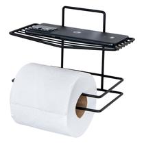 Suporte Papel Higiênico com Mini Prateleira em Grade e Adesivo Fixador para Parede Suporte Papel Higiênico com Mini Prateleira em Grade e Adesivo Fixador para Parede