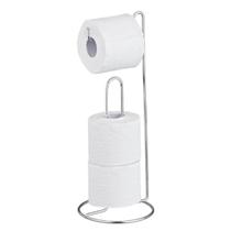 Suporte Papel Higiênico De Chão Banheiro Preto Branco Prateado