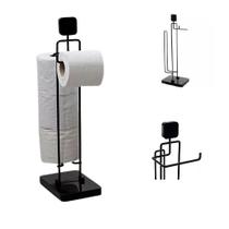 Suporte Papel Higienico de Chão Dispenser 4 Rolos Preto Metaltru Suporte Papel Higienico de Chão Dispenser 4 Rolos Preto Metaltru