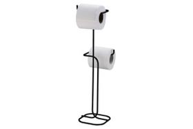 Suporte Papel Higiênico De Chão Dois Rolos Preto