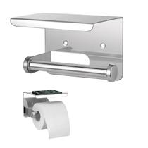 Suporte Papel Higienico Inox Banheiro Lavabo Prateleira Apoio Objeto Celular Parede Resistente Multiuso