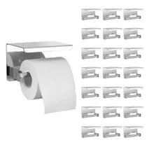 Suporte Papel Higienico Inox Kit 21 Uni Banheiro Lavabo Prateleira Porta Objeto Celular Parede Resistente Multiuso
