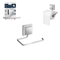 Suporte Papel Higiênico Parede Adesivo 3m Aço Cromado Luxo