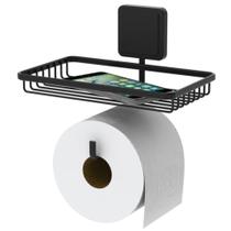 Suporte Papel Higiênico Porta Lenço Celular Preto