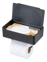 Suporte papel higiênico porta toalha umedecida celular preto