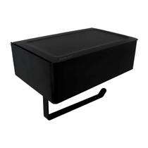 Suporte Papel Higiênico Preto 3 em 1 Porta Lenço Umedecido Celular Suporte Papel Higiênico Preto 3 em 1 Porta Lenço Umedecido Celular