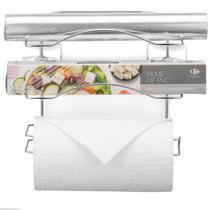 Suporte Papel Toalha Aluminio Pvc Fixação Dupla Face Sem Furo 3m Parede Cozinha Cromado Arthi