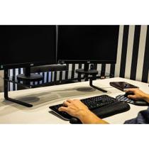 Suporte para 02 Monitores Reliza Executive Preto com Vidro Incolor