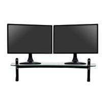 Suporte para 02 Monitores Reliza Executive Preto com Vidro Incolor