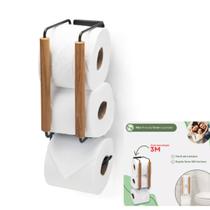 Suporte para 3 rolos papel higiênico fixação com adesivo 3m