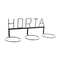 Suporte para 3 Vasos com letreiro Horta em Ferro Pintura Eletrostática