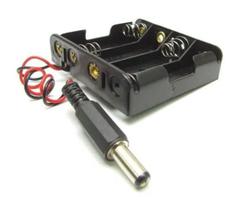 Suporte Para 4 Pilhas AA Com conector Jack P4 - Paralelas