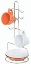 Suporte Para 6 Xícaras E Pires Bancada Aço Vertical Cromado