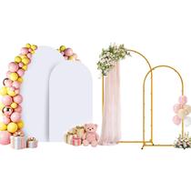 Suporte para arco de casamento Chesjin em metal 220 x 122 cm com capa branca Suporte para arco de casamento Chesjin em metal 220 x 122 cm com capa branca