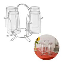 Suporte para Até 6 Copos Taças Vinho Decorativo em Aço Inox