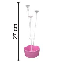 Suporte para Balão com Cachepot Rosa - 3 Hastes