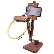 Suporte para Bastidor com 5 Articulações e com Base para Celular - Imbuia Suporte para Bastidor com 5 Articulações e com Base para Celular - Imbuia