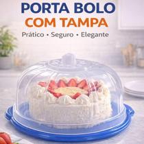 Suporte para Bolo com Tampa Transparente Boleira Portátil, Base Resistente
