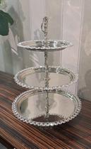 Suporte para Bolo Prata com Cristais