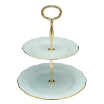 Suporte para bolo Royal Albert Polka Rose de dois andares em porcelana fina