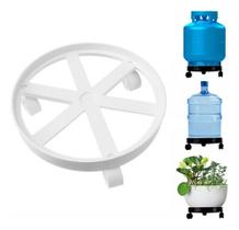 Suporte Para Botijão Galão Vaso C/ 3 Rodinha Plástico Branco