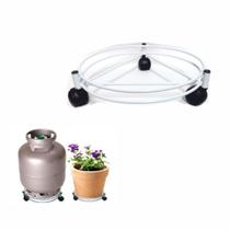 Suporte para botijão ou vaso c/3 Rodinhas Reforçado branco -500p NV