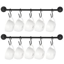 Suporte para canecas de café montado na parede Mkono, conjunto de 2 peças de metal preto