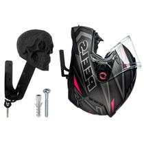 Suporte para Capacete de Moto de Parede - Modelo Caveira