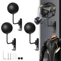 Suporte para capacete, suporte de parede, rotação de 180, metal preto, 3 unidades Suporte para capacete, suporte de parede, rotação de 180, metal preto, 3 unidades