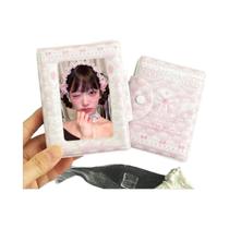 Suporte Para Cartão De Foto De Urso Rosa Kpop Moderno Material PU 3-3,5 Polegadas Polaroid Mini