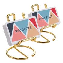 Suporte para cartões de visita RXU Metal Gold Desktop, pacote com 2