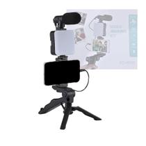 Suporte para Celular com Tripé Luz LED para Streaming Podcast Self com Microfone T&Z TZ-KD-49/20