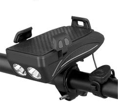 Suporte para celular de bicicleta com luz de bicicleta 4 em 1