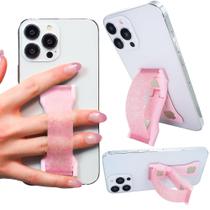 Suporte para celular LOVEHANDLE PRO com ímã e alça de silicone rosa Suporte para celular LOVEHANDLE PRO com ímã e alça de silicone rosa