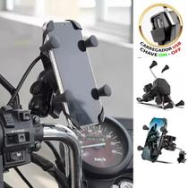 Suporte Para Celular Modelo X Aranha Com Carregador 2.1A Moto Multifuncional Motocicleta