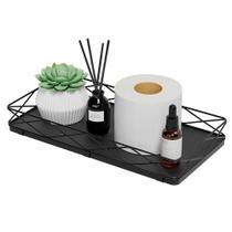 Suporte para cesto de papel higiênico Bandeja de banheiro Lixple de madeira/preta